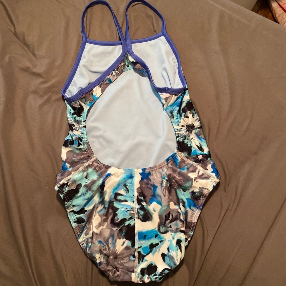 Nike Blue Floral One Piece Competition Swimsuit - Picture 3 of 7